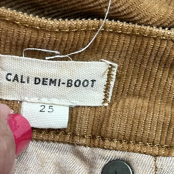 Madewell Cali Demi Boot Tan Corduroy Button-Fly Pants, size 25 - Picture 5 of 17